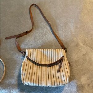 Striped Tan and Brown Crossbody Bag